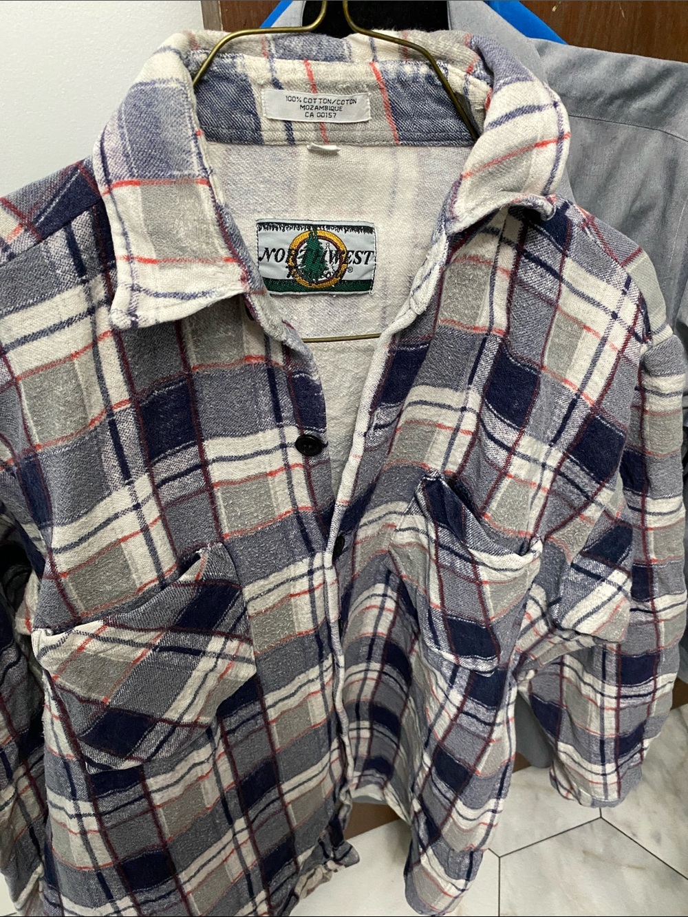 Northwest Plaid Flannel Shirt Jacket in Blue, Red, White